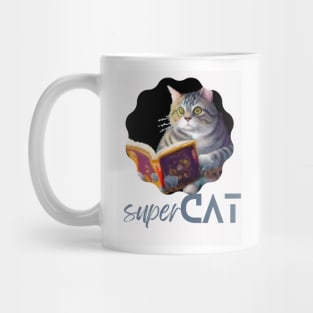 Super Cat Reads the Book: A Feline Adventure in Literacy Mug
